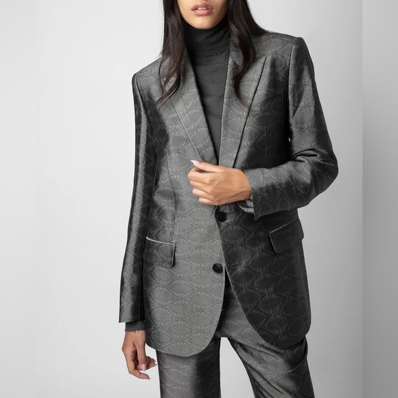 Zadig&Voltaire White Silver Wings Jacquard Blazer NWT $748MSRP M/38